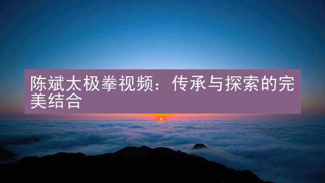 陈斌太极拳视频：传承与探索的完美结合