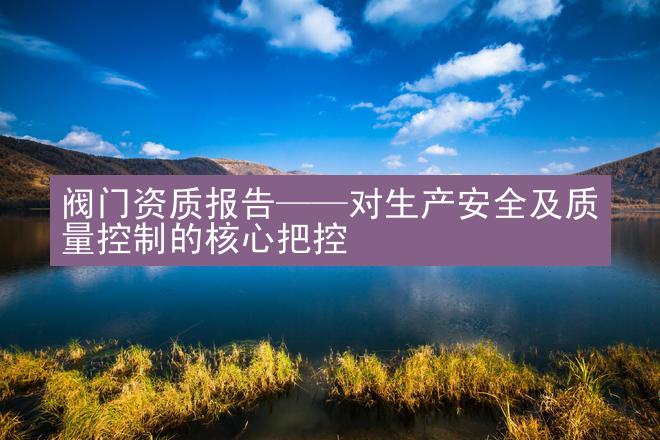 阀门资质报告——对生产安全及质量控制的核心把控